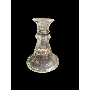 Vintage Clear Pressed Glass Candlestick 5" 8 Sided